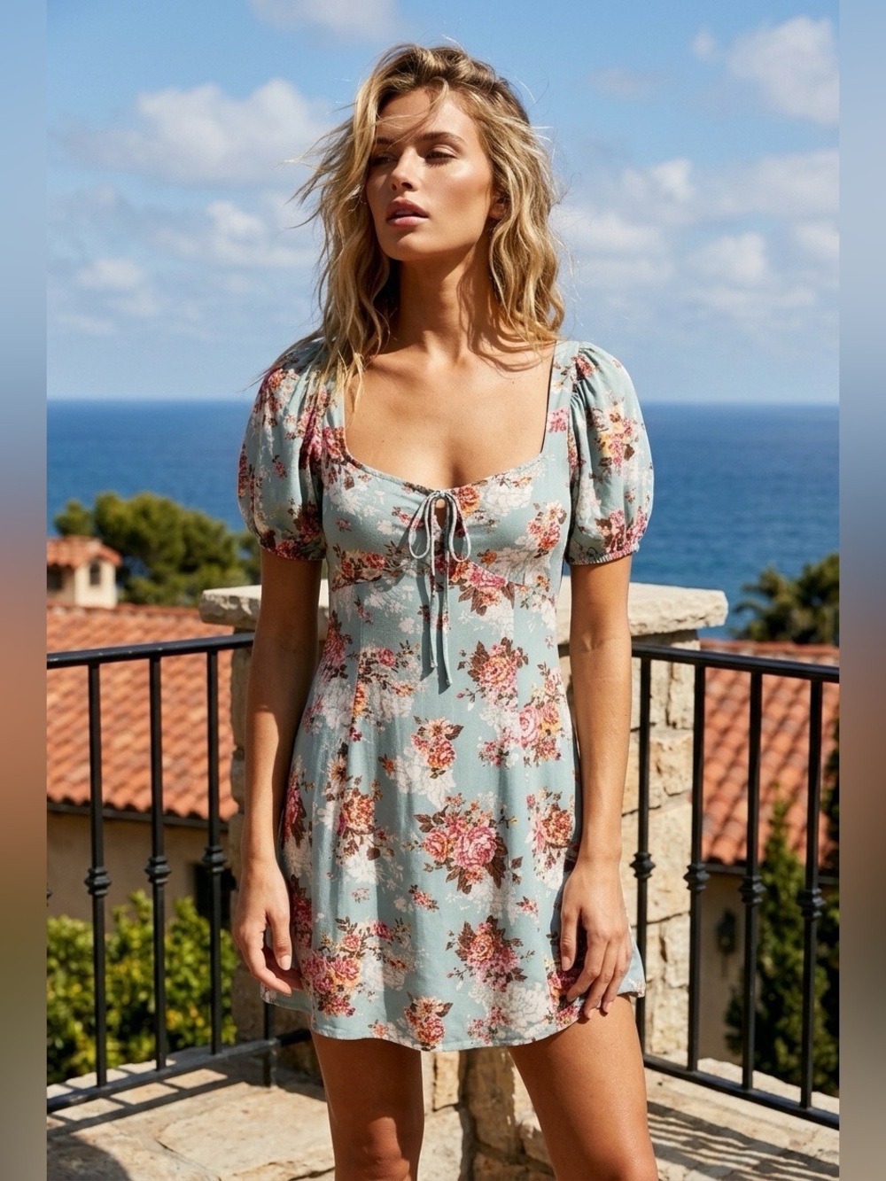 Band of Gypsy Womens Babydoll Mini Dress XS Floral Cottagecore Coquette Milkmaid
